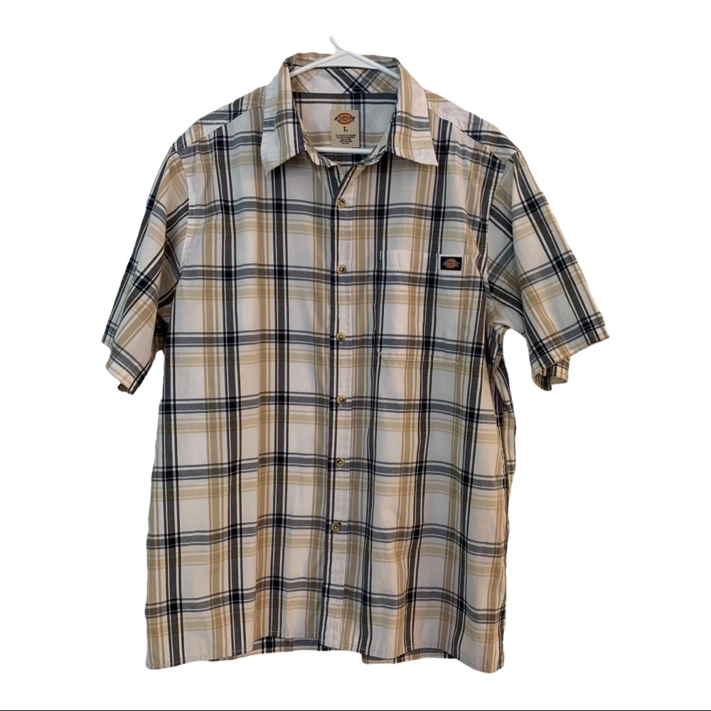 Dickies Plaid Shirt Short Sleeve Branded Buttons
